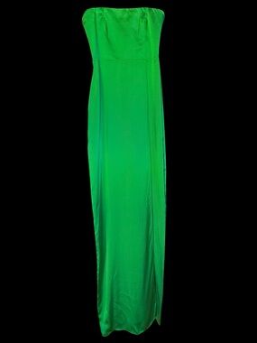 Amanda Uprichard 100% Silk Maxi Dress High Slit Emerald Green Formal NWT